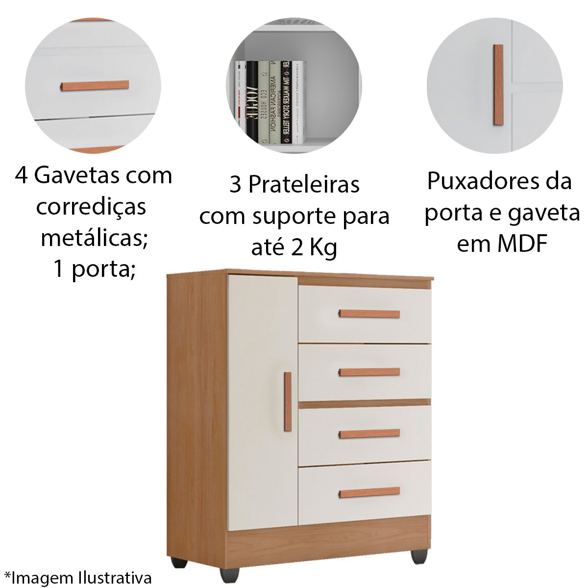 15 comoda sapateira para quarto 1 porta 4 gavetas lisa