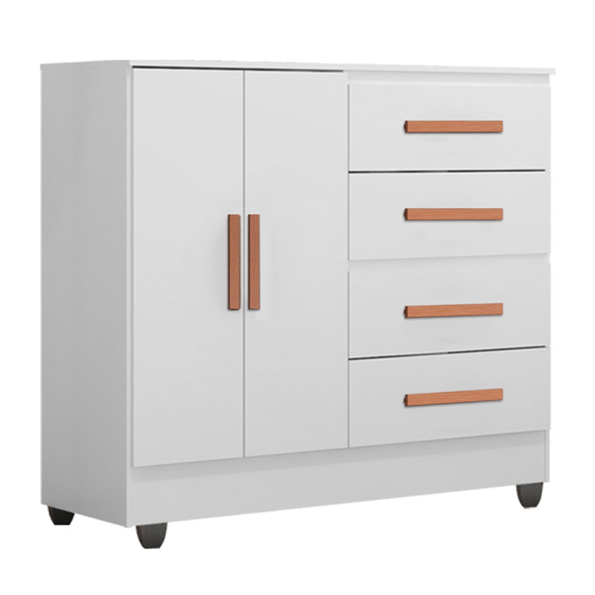01 comoda sapateira para quarto 2 portas 4 gavetas lisa