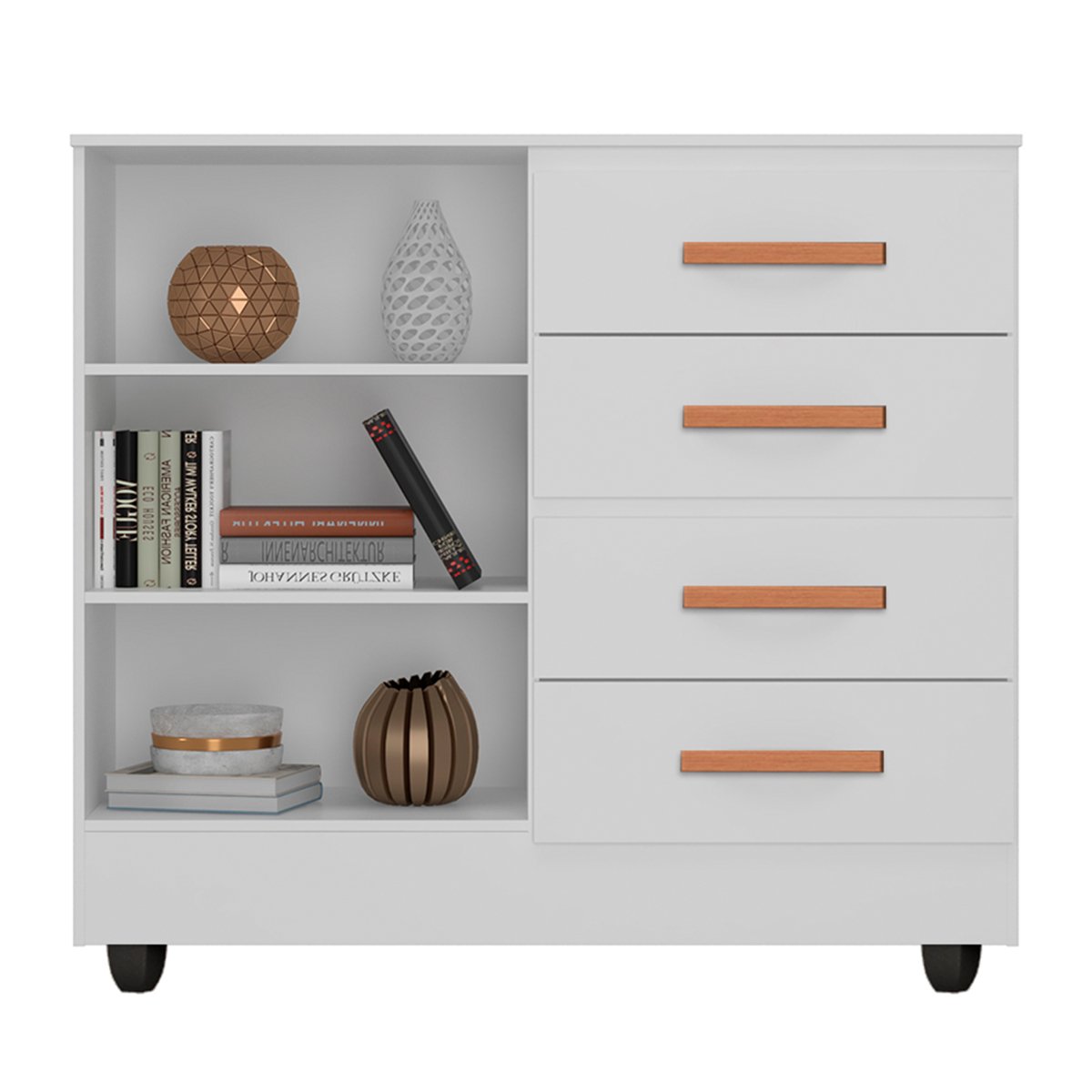 03 comoda sapateira para quarto 2 portas 4 gavetas lisa