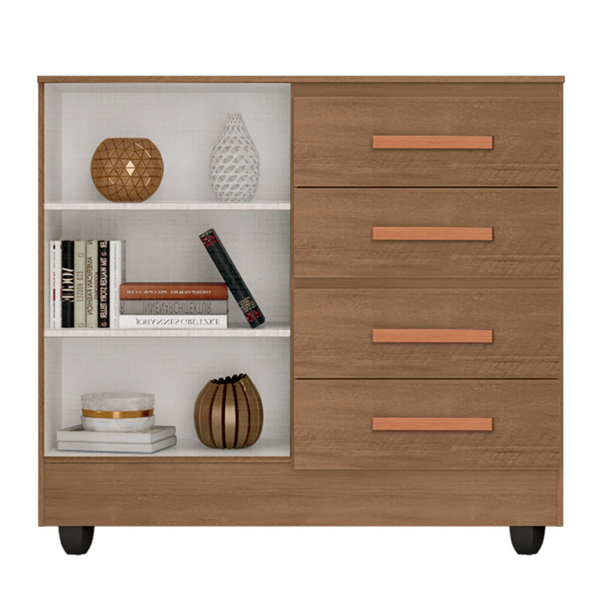 14 comoda sapateira para quarto 2 portas 4 gavetas lisa