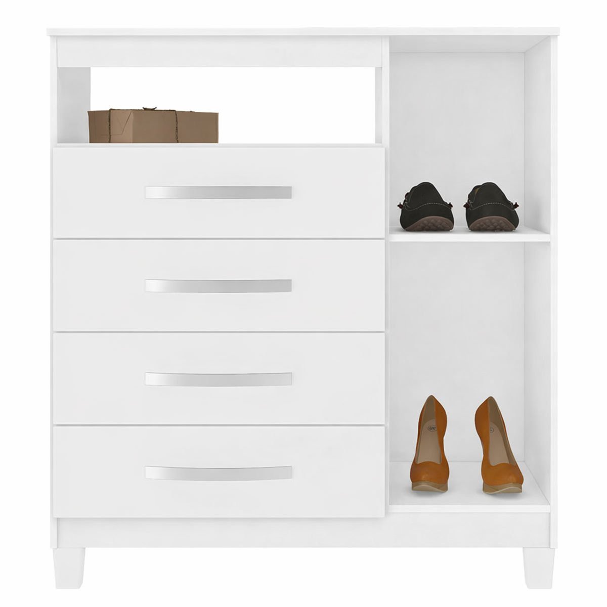 Cômoda Sapateira 4 Gavetas 1 Porta Cannes - Branco