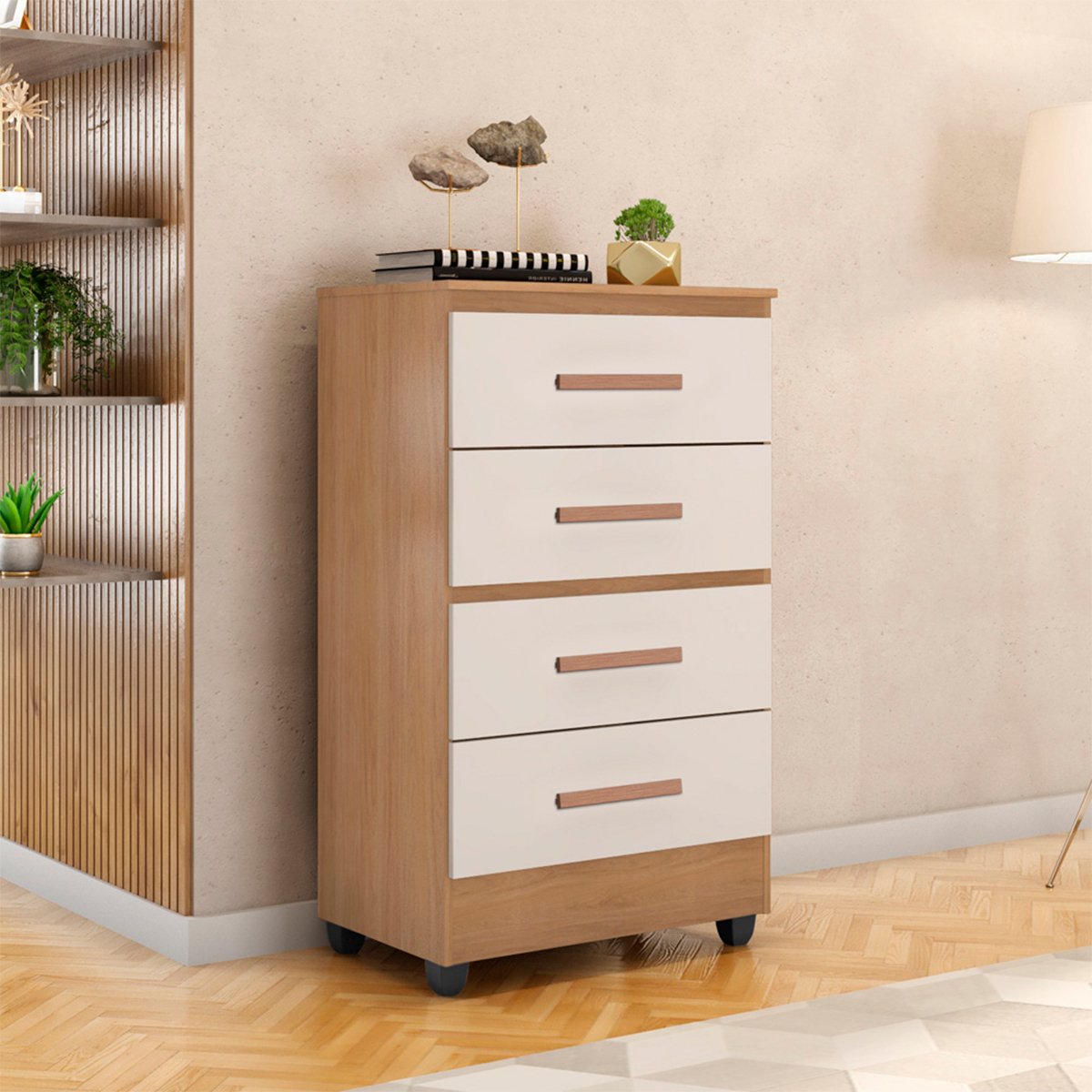 09 comoda para quarto 4 gavetas lisa mdp