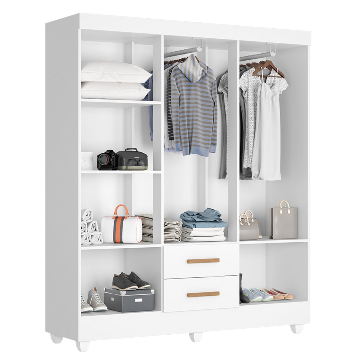 04 kit guarda roupa casal 6 portas com comoda 2 portas 4 gavetas lisa