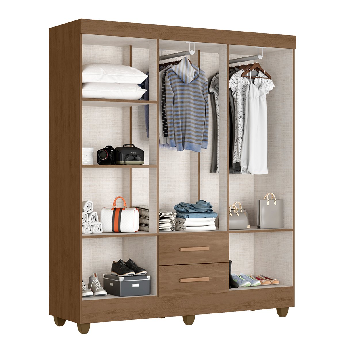 10 kit guarda roupa casal 6 portas com comoda 2 portas 4 gavetas lisa