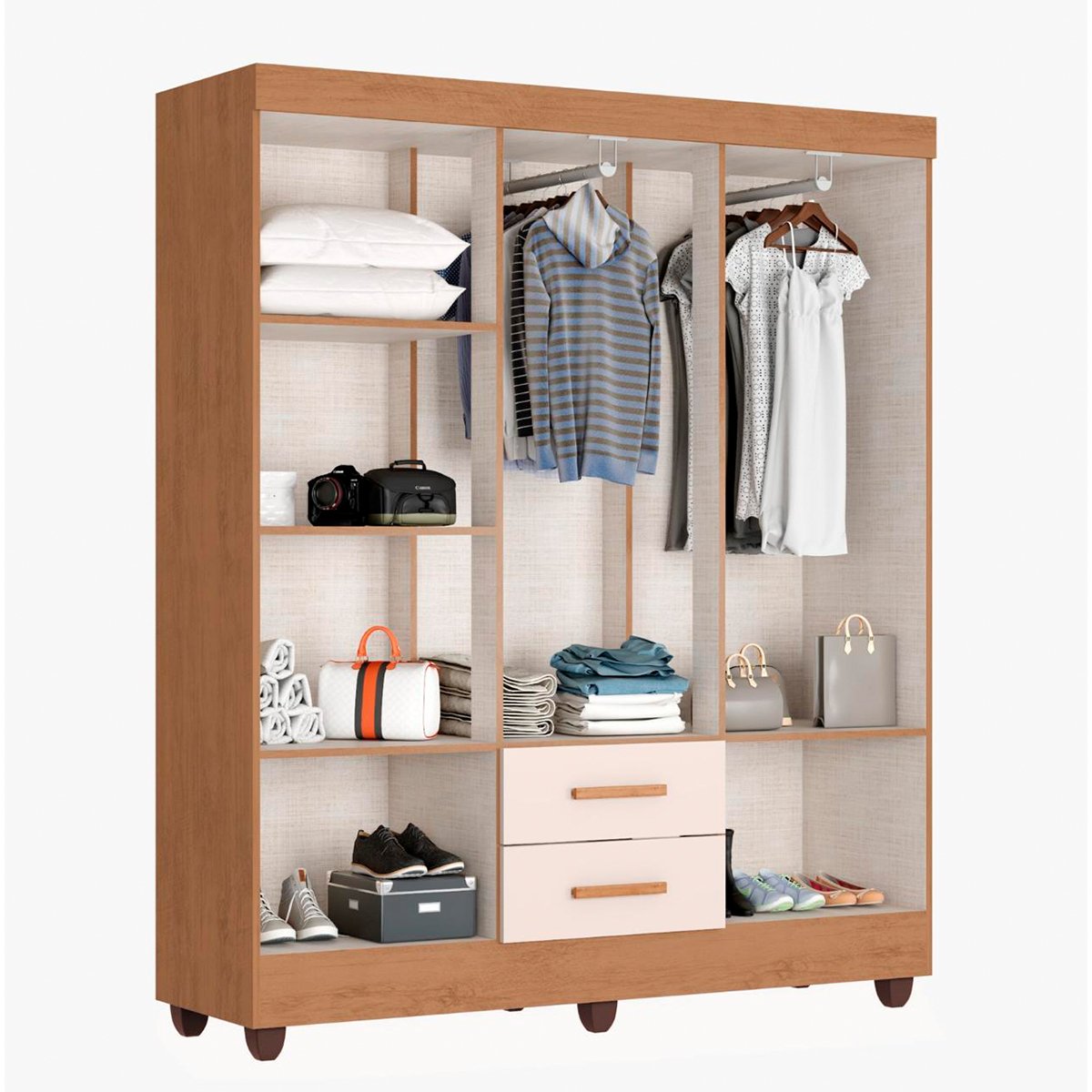 14 kit guarda roupa casal 6 portas com comoda 2 portas 4 gavetas lisa