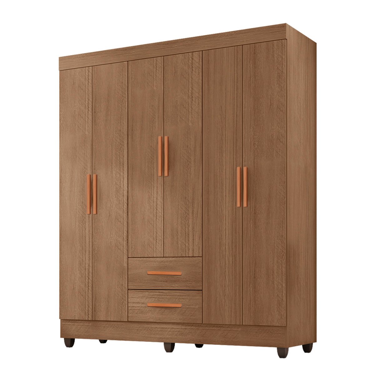 Kit Guarda Roupa Casal 6 Portas com Cmoda 4 Gavetas Lisa 4
