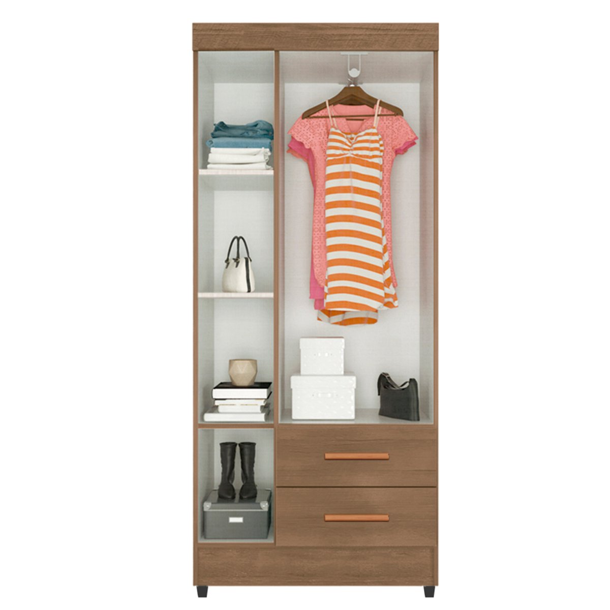 04 kit guarda roupa solteiro 3 portas 2 gavetas com comoda 4 gavetas lisa mdp