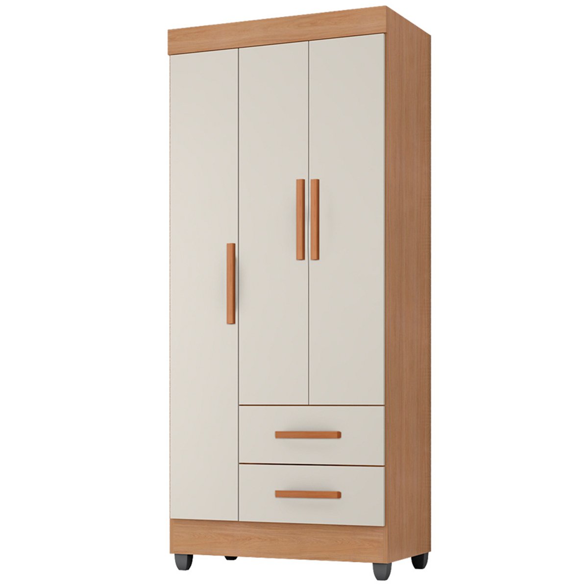 Kit Guarda Roupa Solteiro 3 Portas 2 Gavetas com Cmoda 4 Gavetas Lisa 14