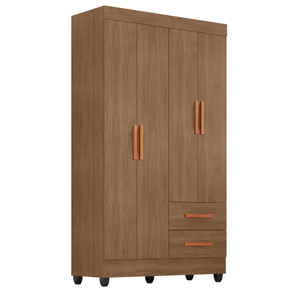 Kit Guarda Roupa Solteiro 4 Portas com Cmoda Sapateira Lisa 12