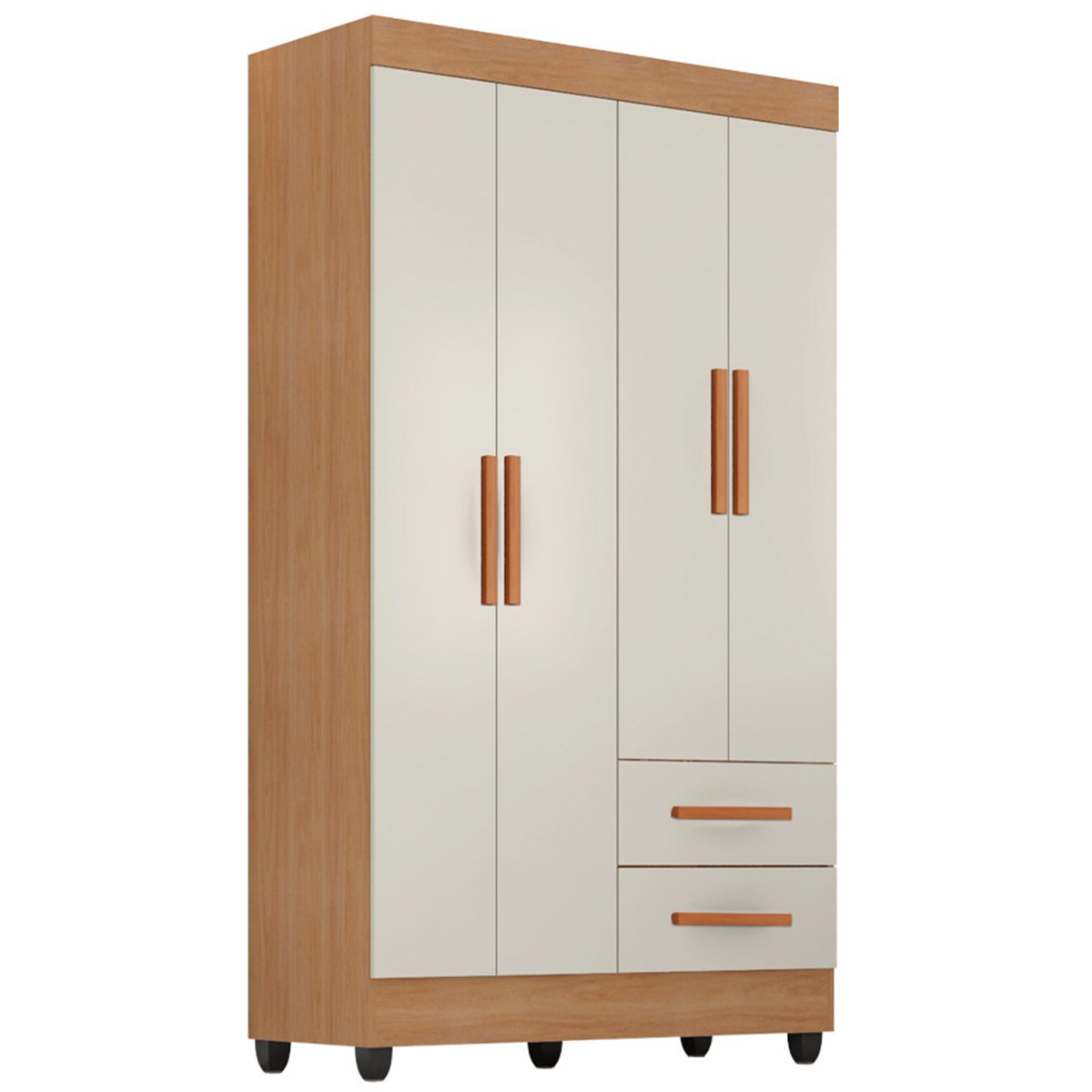 Kit Guarda Roupa Solteiro 4 Portas com Cmoda Sapateira Lisa 13