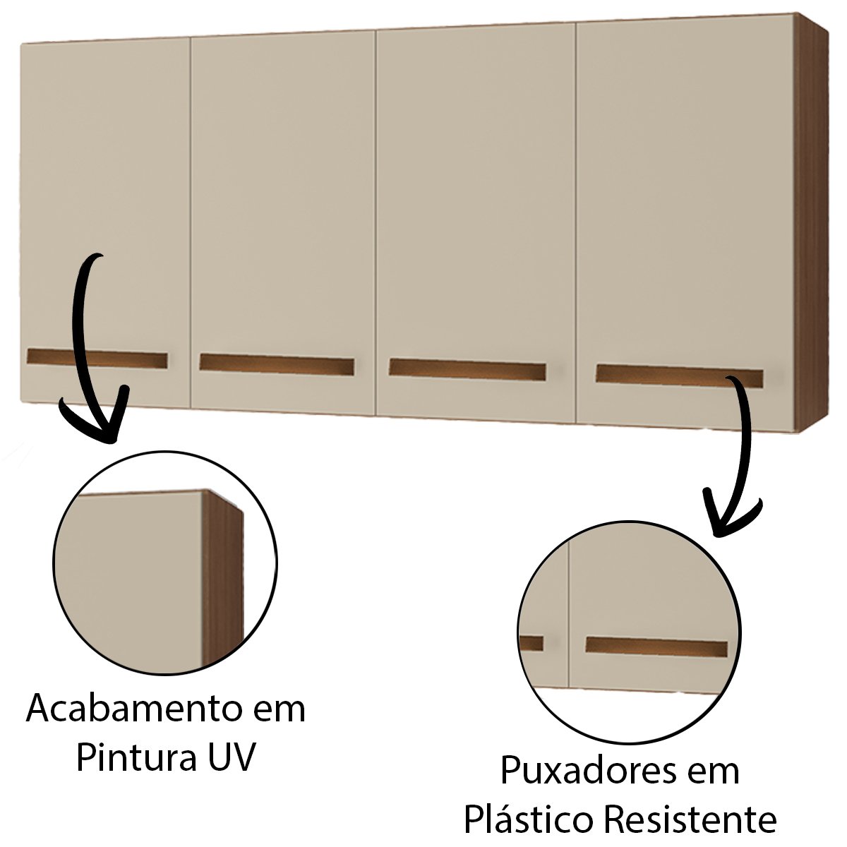 05 armario aereo 4 portas e balcao 3 portas 120 cm vitoriana