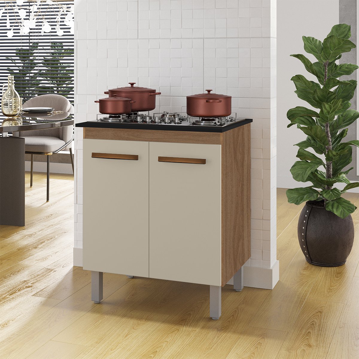 05 balcao cooktop 2 portas 5 bocas mdp uv pes regulaveis jasmim