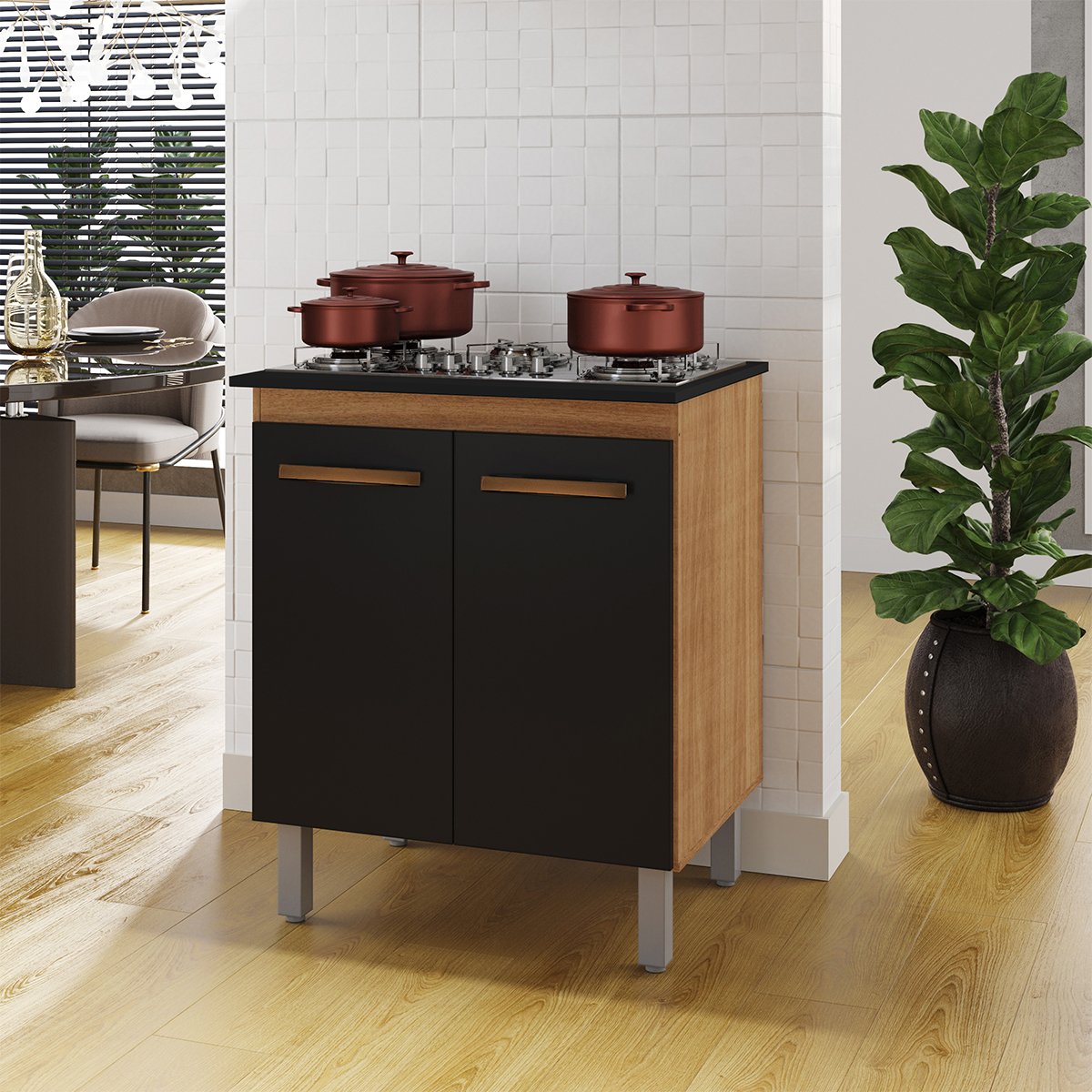 06 balcao cooktop 2 portas 5 bocas mdp uv pes regulaveis jasmim
