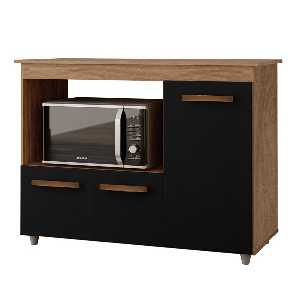 Balcão Multiuso para Cozinha Micro-Ondas 3 Portas Lina - Savana