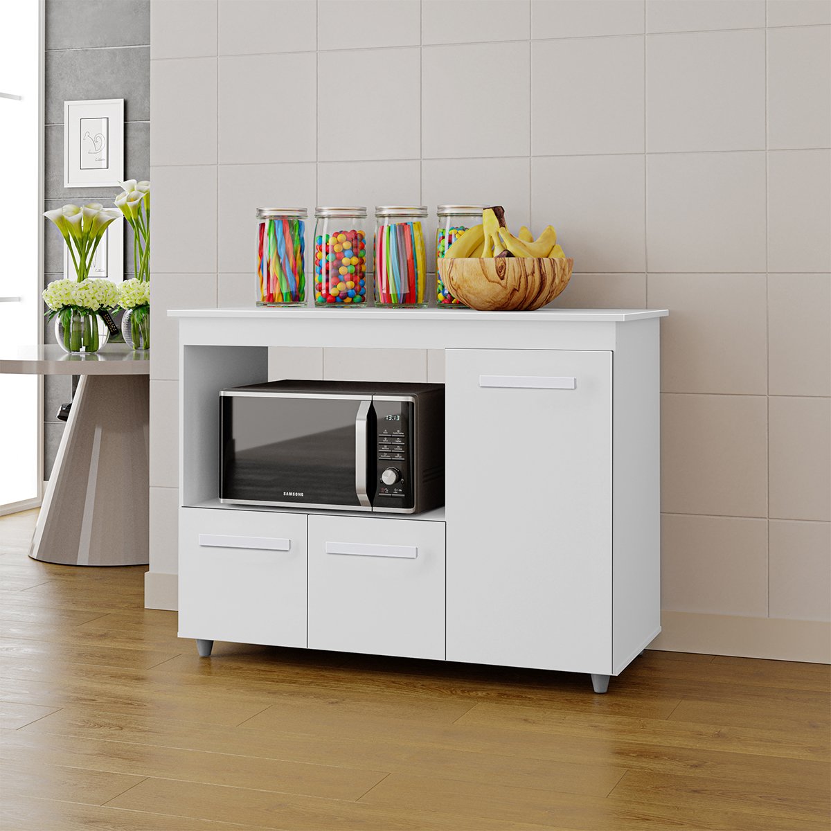 04 balcao multiuso 3 portas e armario aereo 4 portas luni