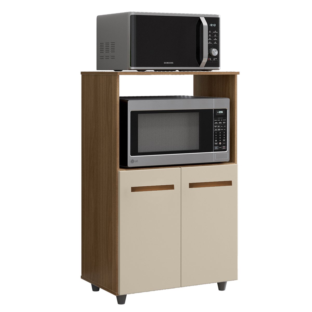 02 balcao multiuso para cozinha micro ondas 2 portas taiane