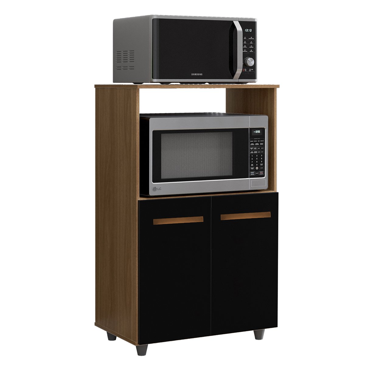 03 balcao multiuso para cozinha micro ondas 2 portas taiane