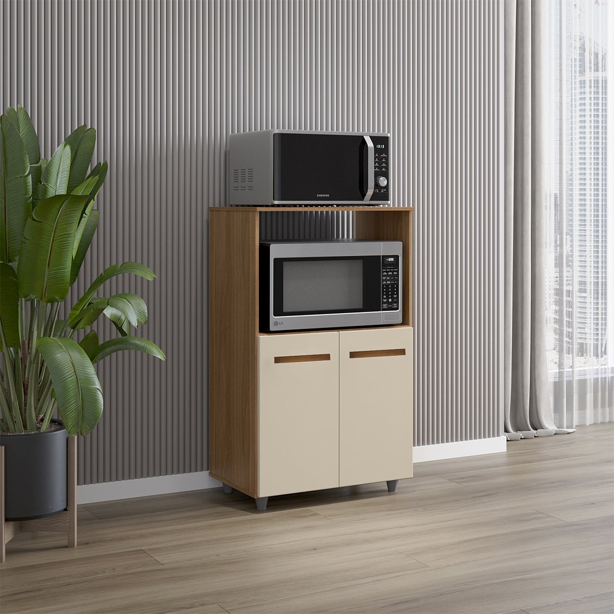 05 balcao multiuso para cozinha micro ondas 2 portas taiane