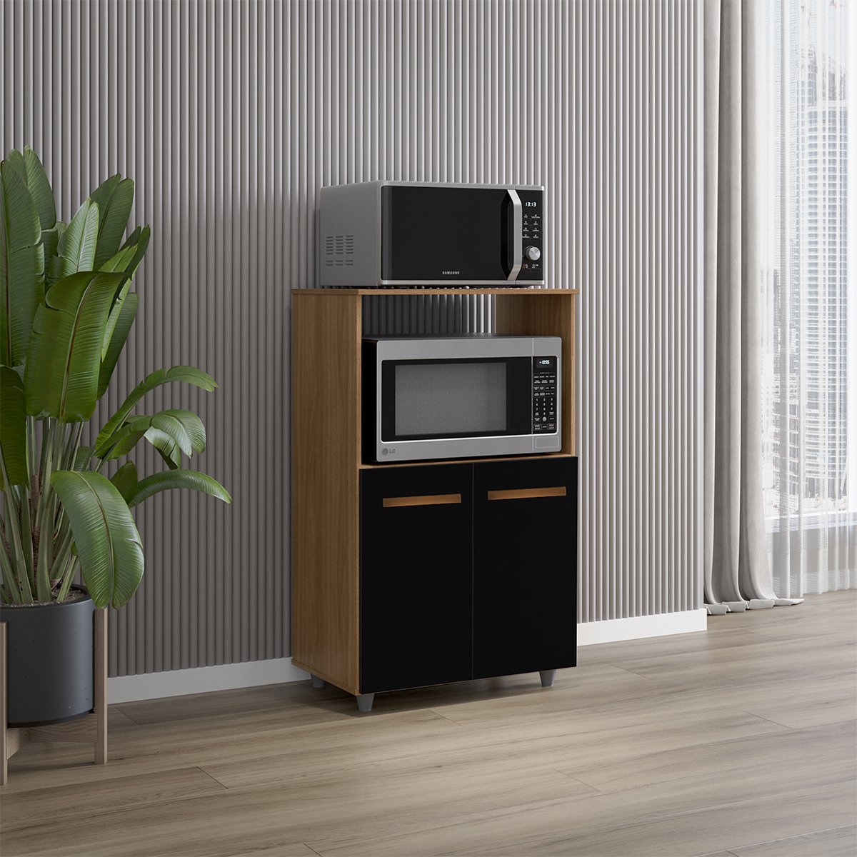 06 balcao multiuso para cozinha micro ondas 2 portas taiane