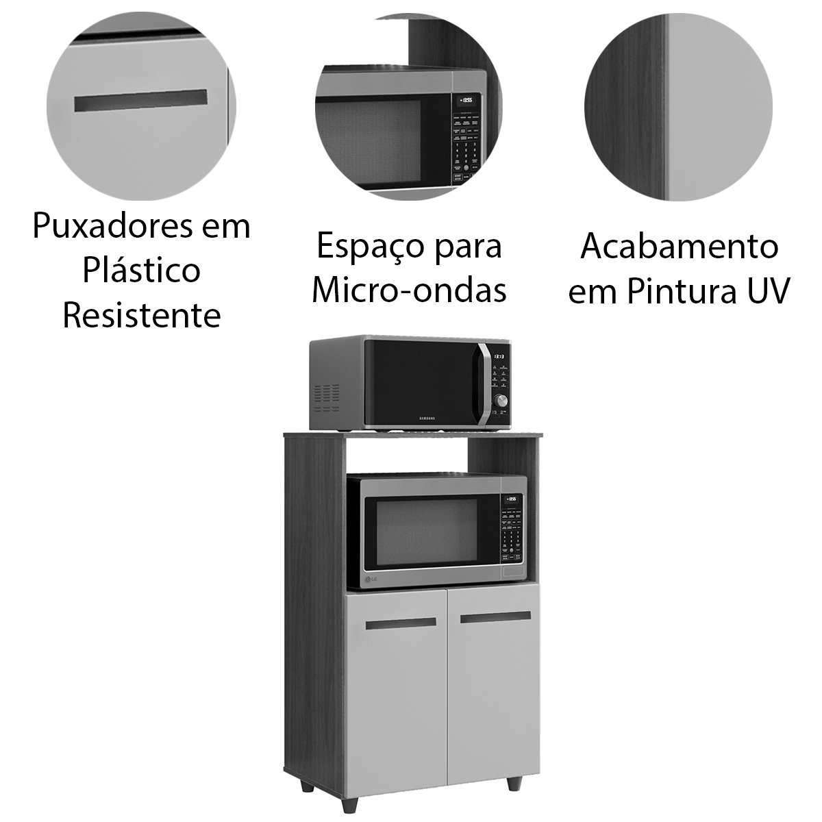 07 balcao multiuso para cozinha micro ondas 2 portas taiane