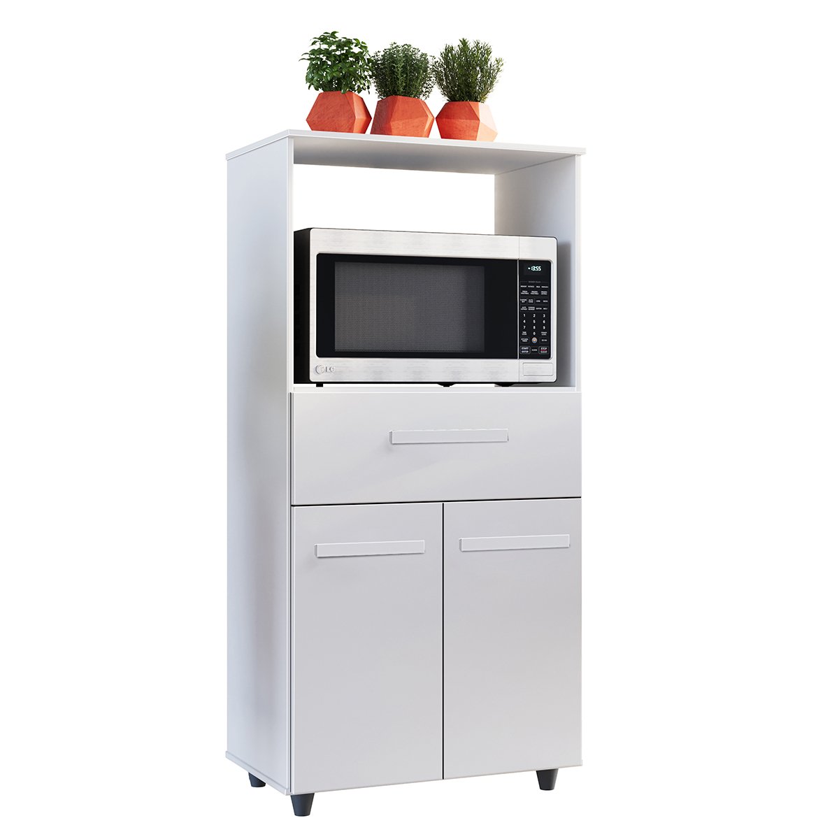 01 balcao multiuso para micro ondas 2 portas 1 gaveta nalu