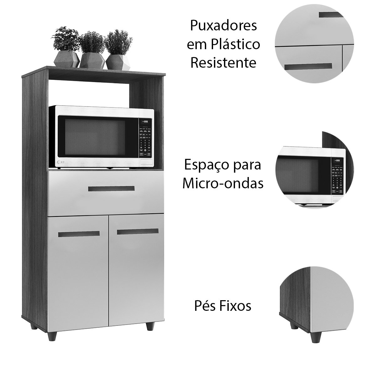 10 balcao multiuso para micro ondas 2 portas 1 gaveta nalu