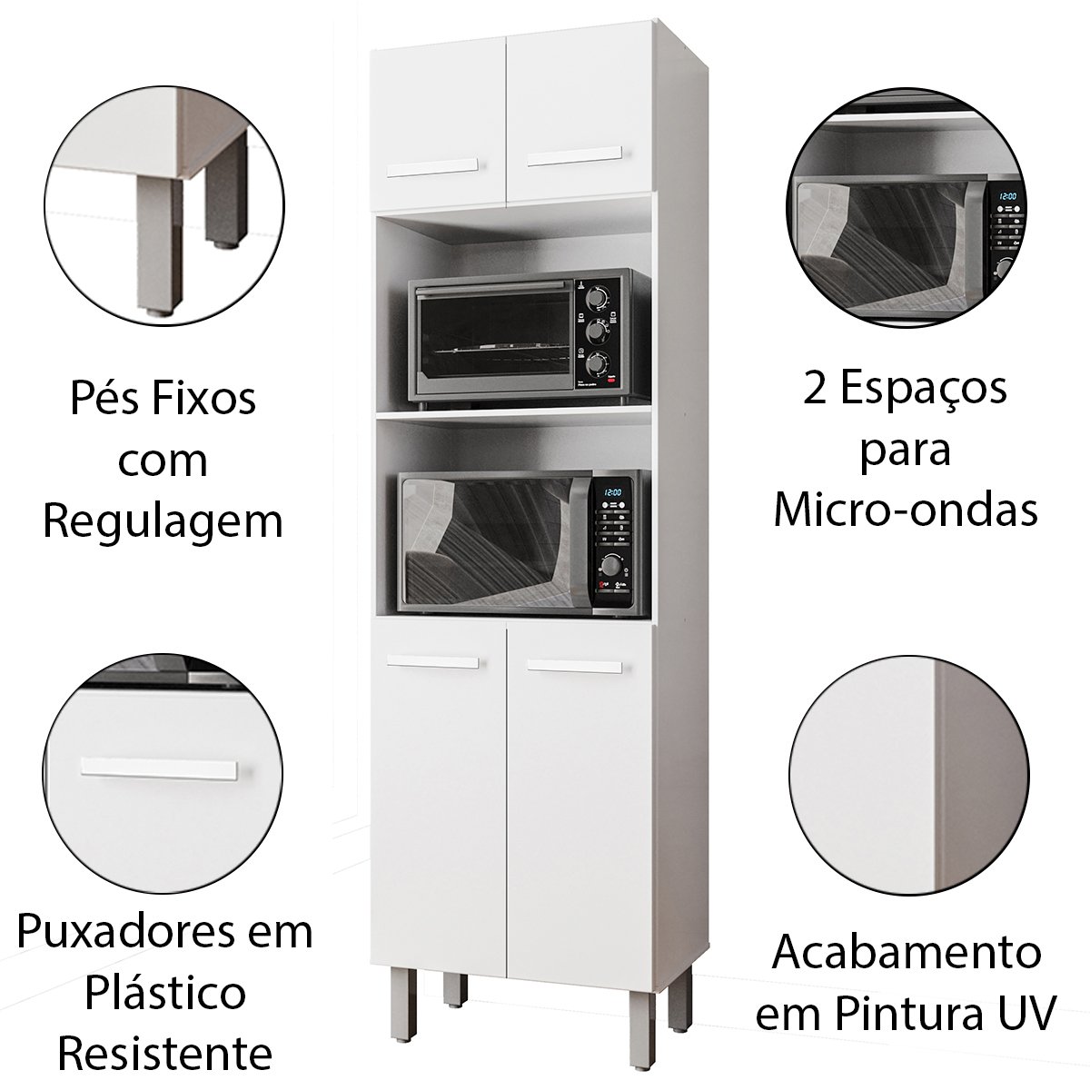 08 paneleiro alto com nicho micro ondas 4 portas lara