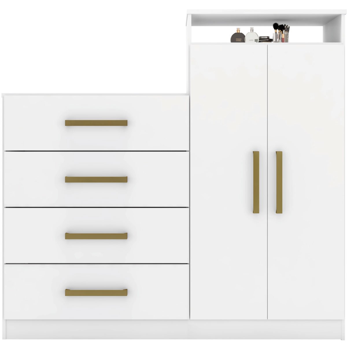 03 comoda sapateira 2 portas 4 gavetas com nicho ana