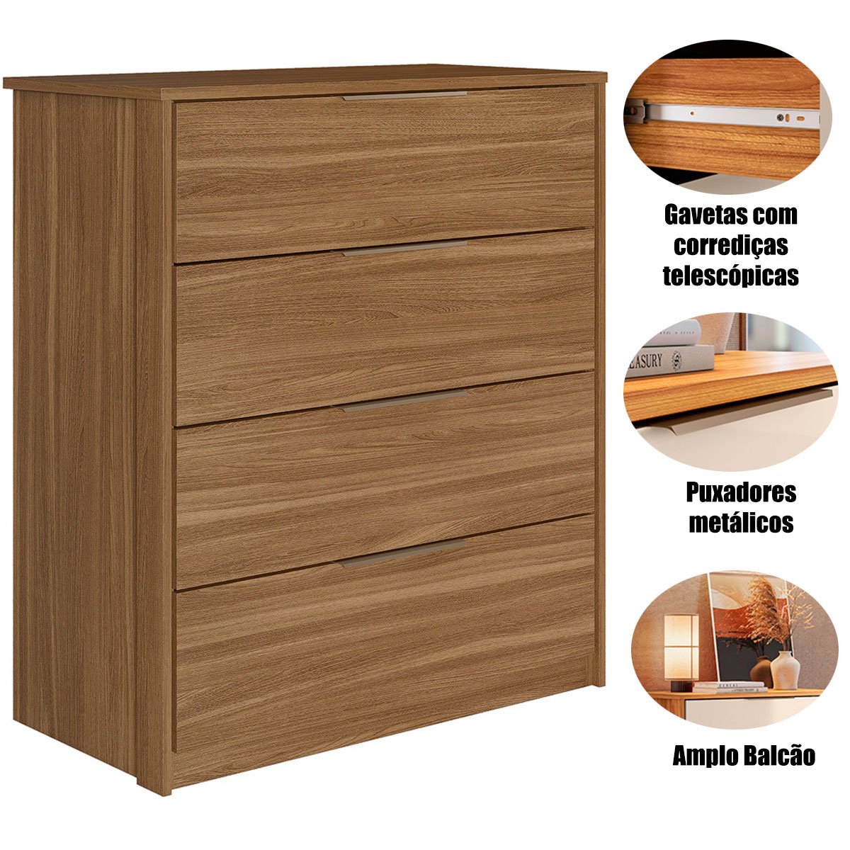 06 comoda para quarto 4 gavetas alina