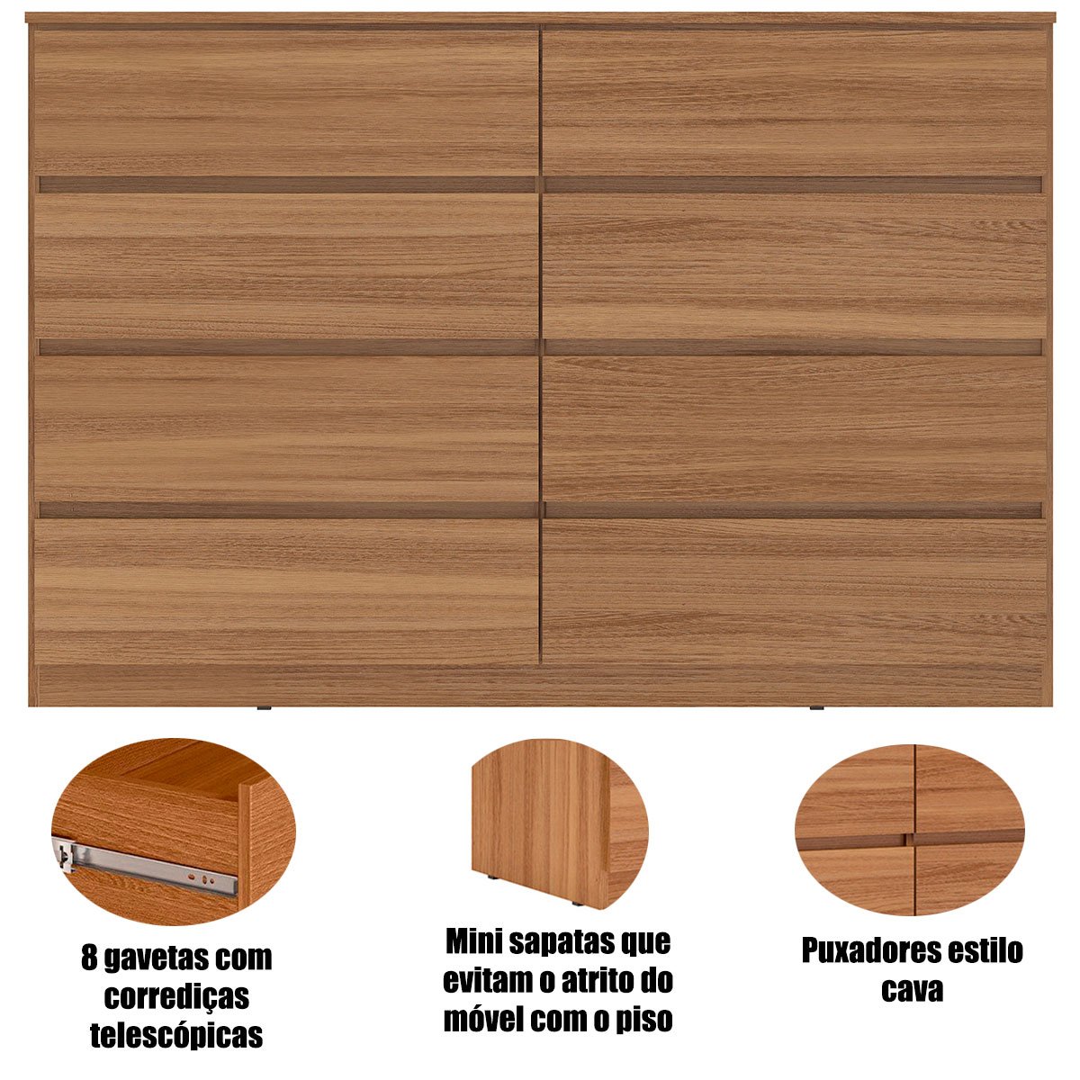 05 comoda grande 8 gavetas para quarto sinatra