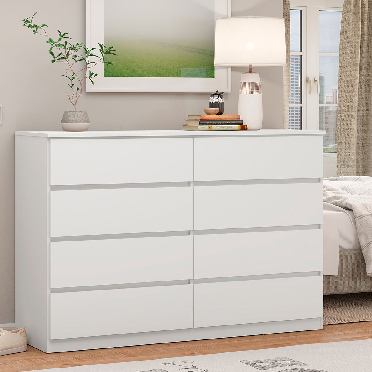 09 comoda grande 8 gavetas para quarto sinatra