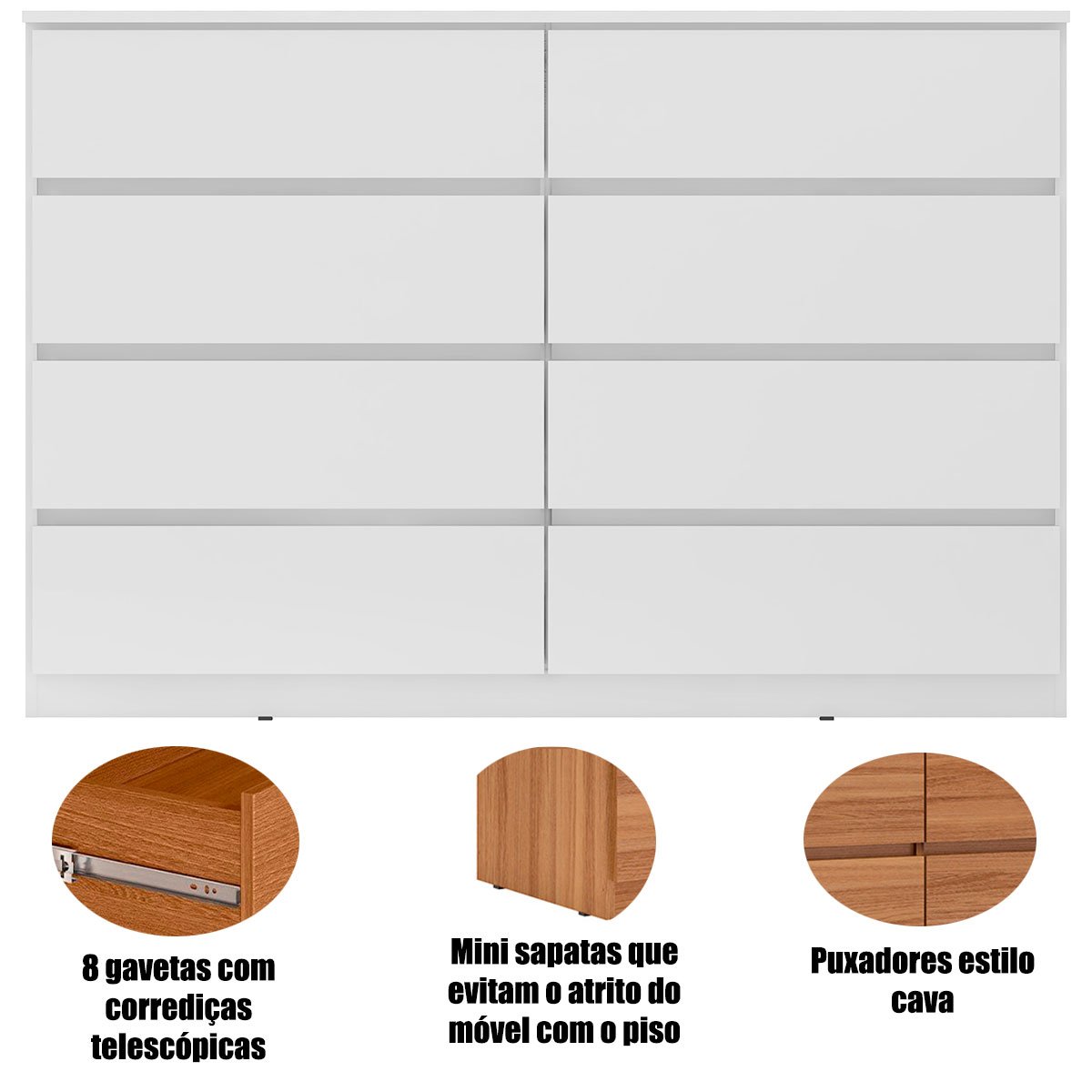 10 comoda grande 8 gavetas para quarto sinatra
