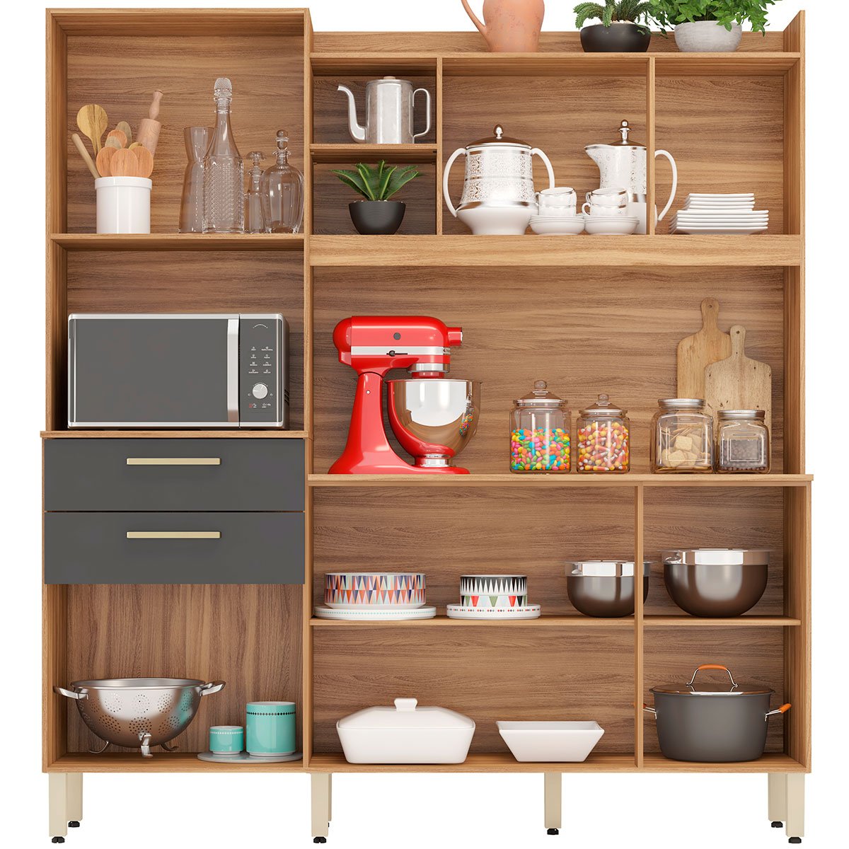 02 kit cozinha 6 portas 2 gavetas serena