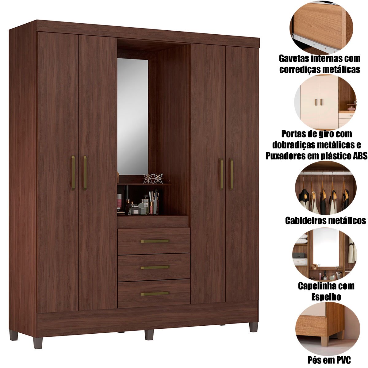 26 guarda roupa capelinha 4 portas 3 gavetas embau