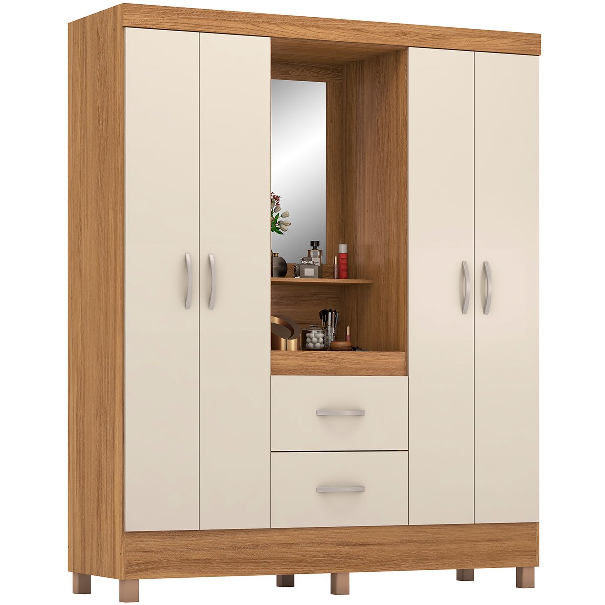19 guarda roupa capelinha 4 portas 2 gavetas lady