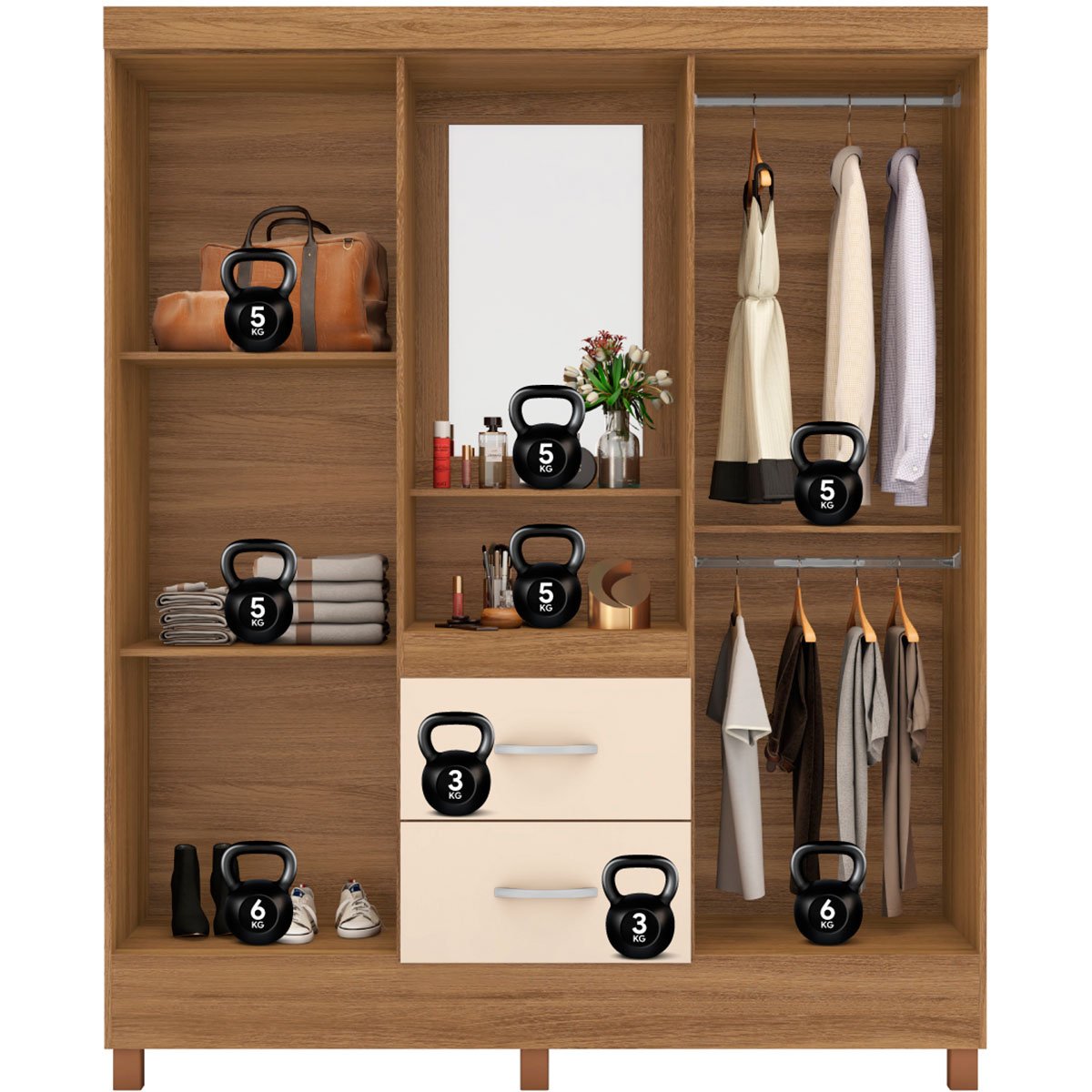 22 guarda roupa capelinha 4 portas 2 gavetas lady