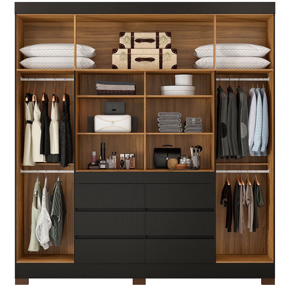 32 guarda roupa casal 4 portas 6 gavetas com espelho caio