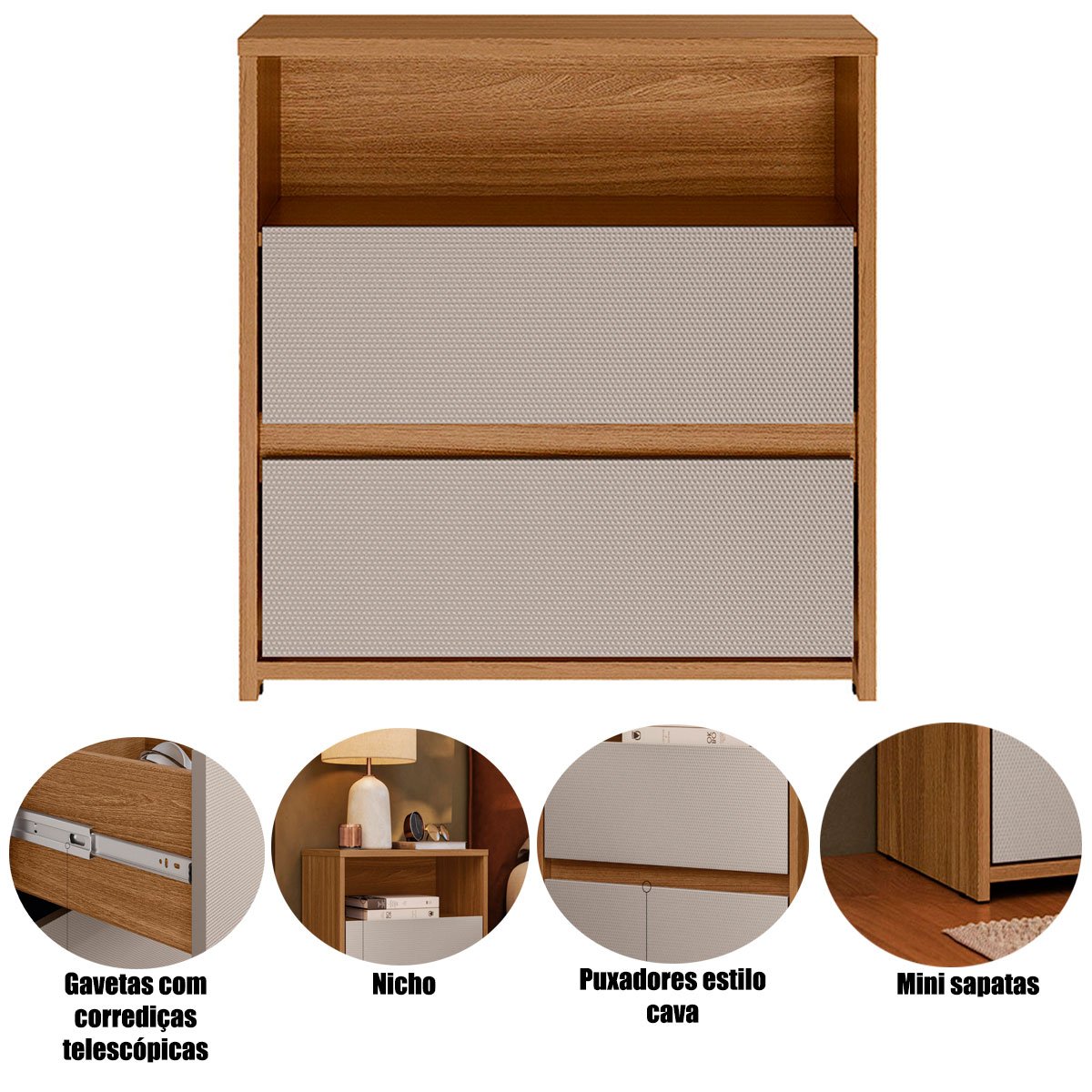 06 mesa de cabeceira 2 gavetas com nicho giane