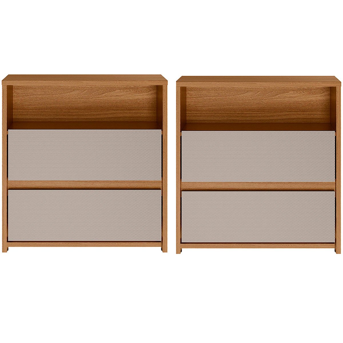 kit 2 mesa de cabeceira 2 gavetas com nicho giane amendola nude