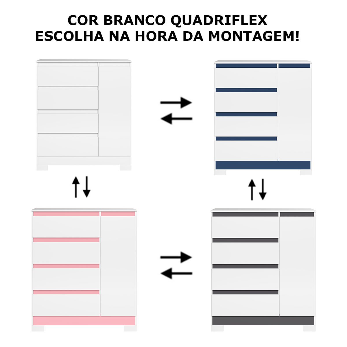 Cômoda Sapateira 1 Porta 4 Gavetas Olívia - Branco/Quadriflex