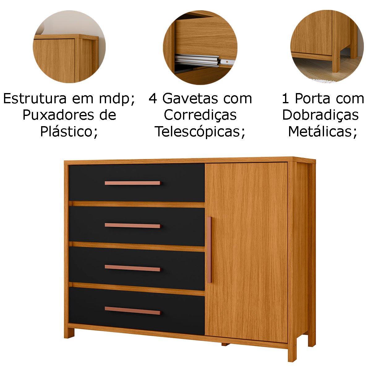 comoda sapateira carvalho preto detalhes
