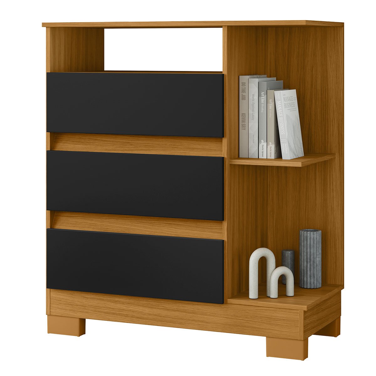 comoda 3 portas carvalho preto
