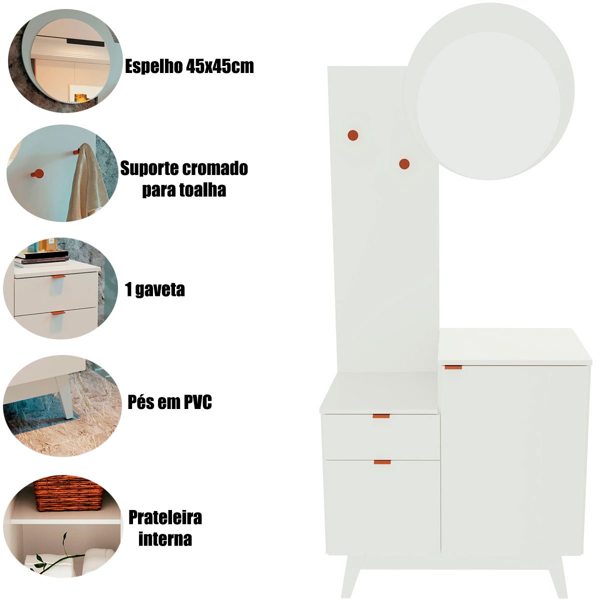 02 conjunto de gabinete para banheiro com espelho sofia