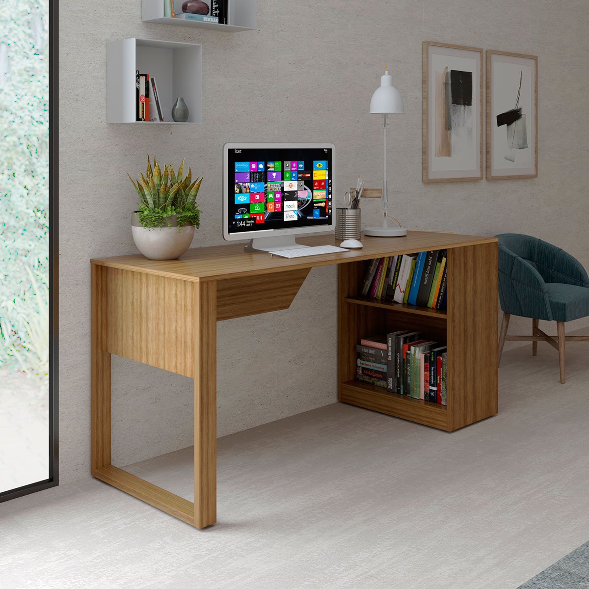 18 mesa para escritorio com armario lateral 160 cm