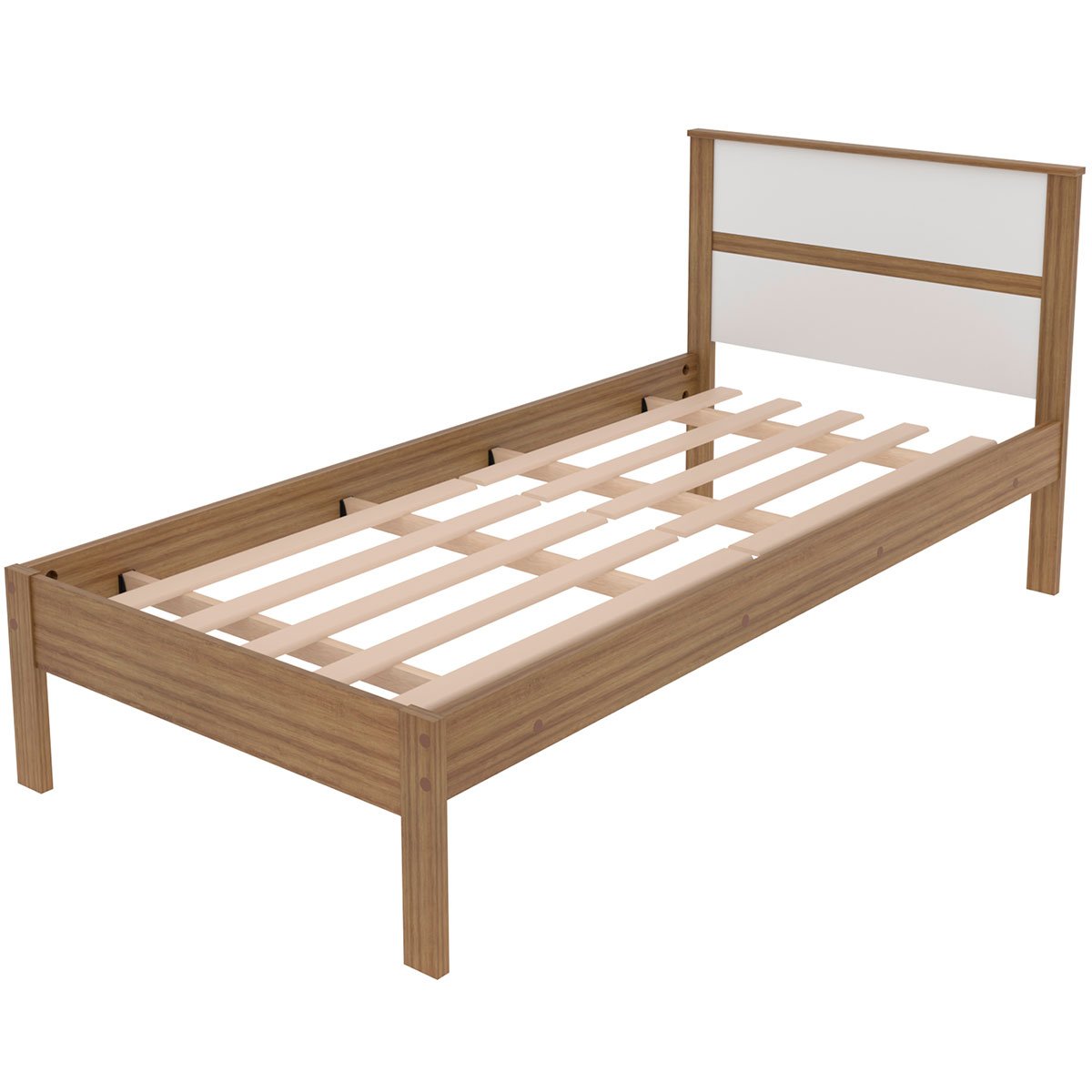 cama de solteiro cm8004 amendoa branco