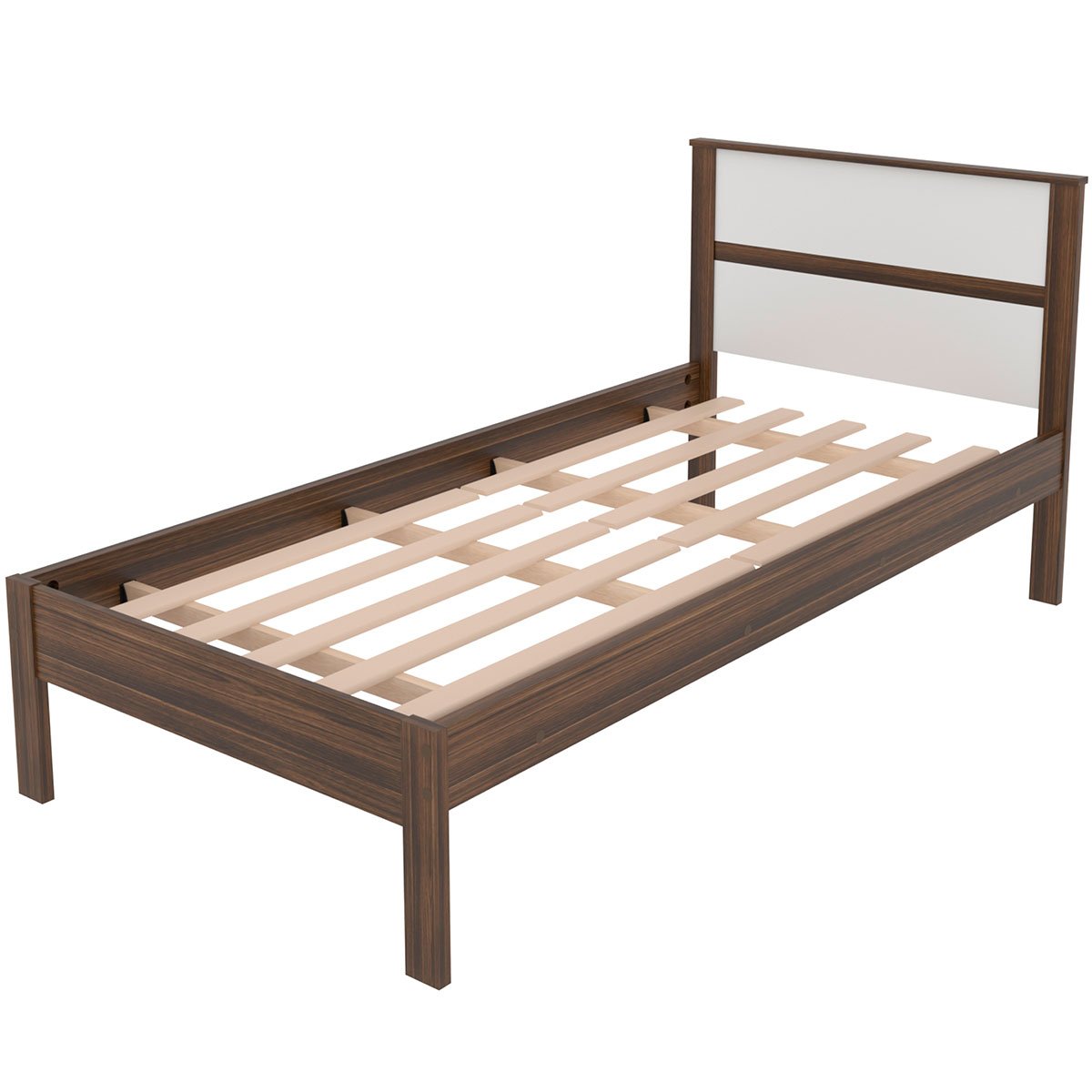 cama de solteiro cm8004 nogal branco